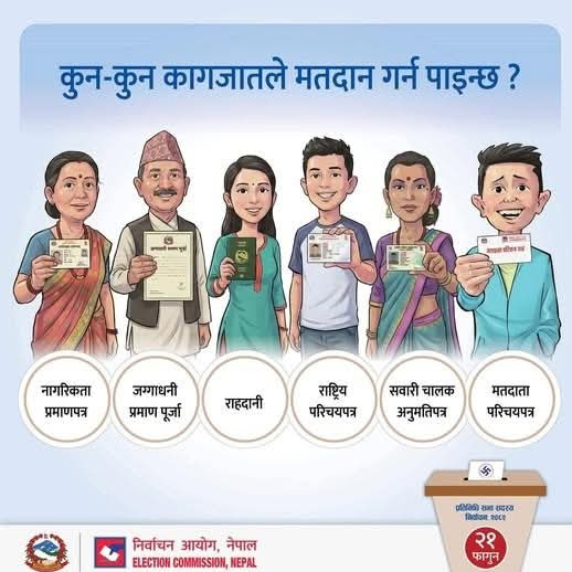 ६ वटा सरकारी कागपत्र देखाएर भोट हाल्न सकिने