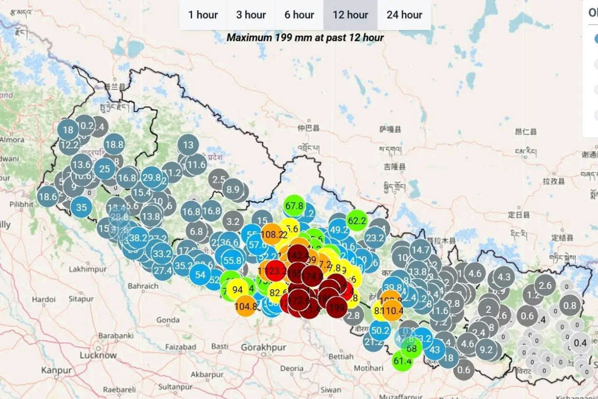 २४ घण्टामा सबै भन्दा धेरै वर्षा चितवनको मादी कल्याणपुरमा